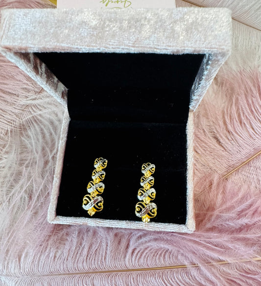 21 Karat Gold Two Tone Drop Earrings
