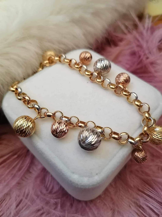 Tricolor Ball Charm Bracelet