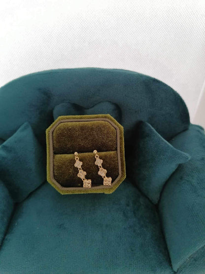 Diamond Flower Dangling Earrings